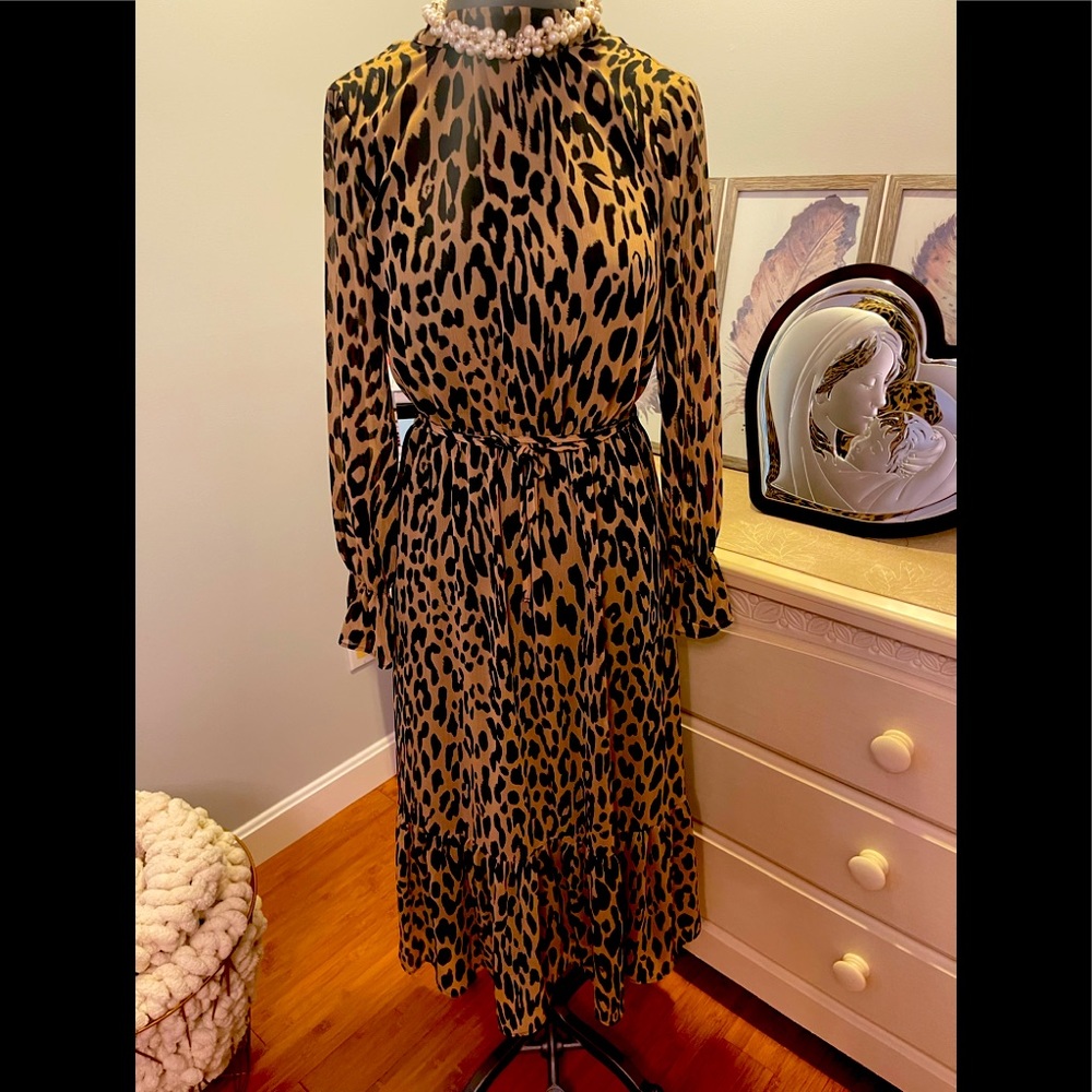 Leopard Print Maxi Dress - Brown/Black